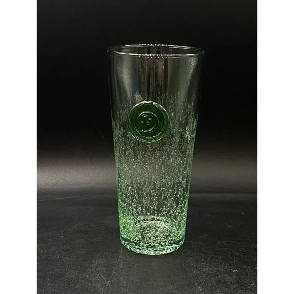 Anthropologie Tumbler Green D Initial Controlled Bubble Highball 6.5”